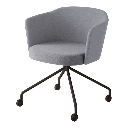 コーデ チェア 肘無 黒キャスター脚 明灰