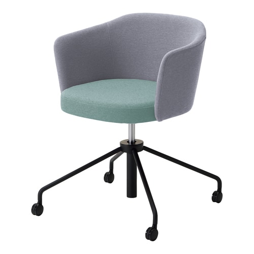 コーデ チェア 肘無 黒昇降脚 水色明灰