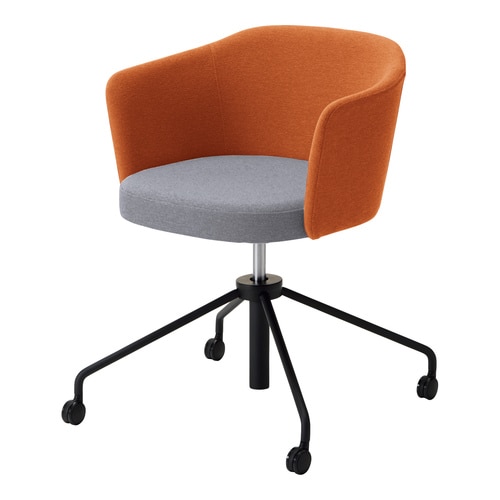 コーデ チェア 肘無 黒昇降脚 明灰橙