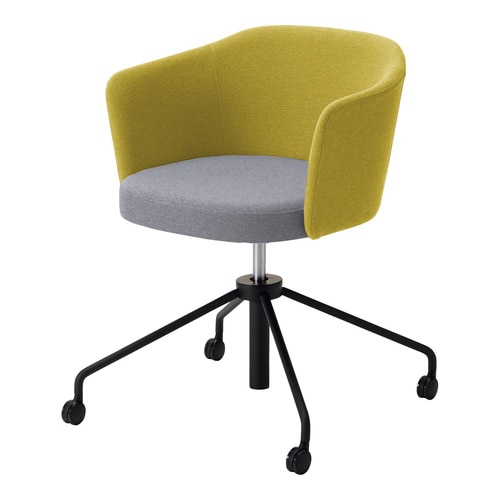 コーデ チェア 肘無 黒昇降脚 明灰黄