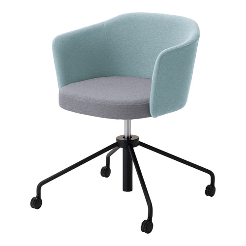 コーデ チェア 肘無 黒昇降脚 明灰水色