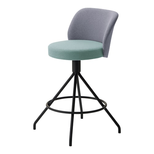 コーデ ミドルハイチェア 黒脚 水色明灰