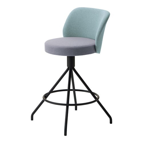 コーデ ミドルハイチェア 黒脚 明灰水色