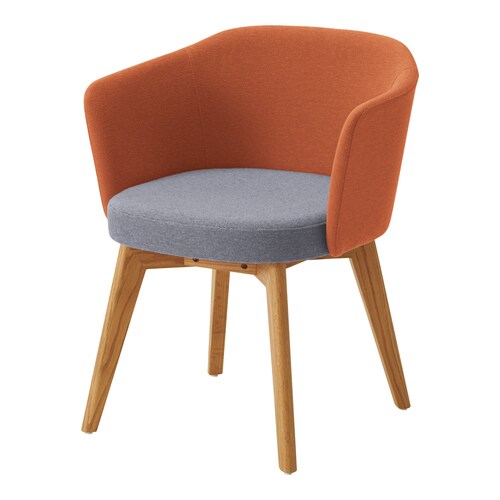 コーデ チェア 肘無 木脚 明灰橙