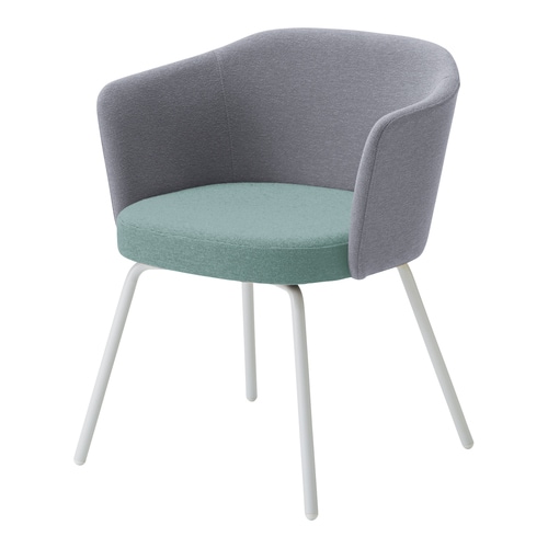 コーデ チェア 肘無 白脚 水色明灰