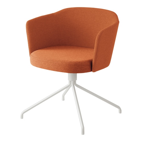 コーデ チェア 肘無 座回転白脚 橙