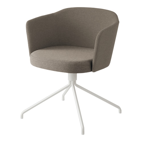 コーデ チェア 肘無 座回転白脚 濃灰