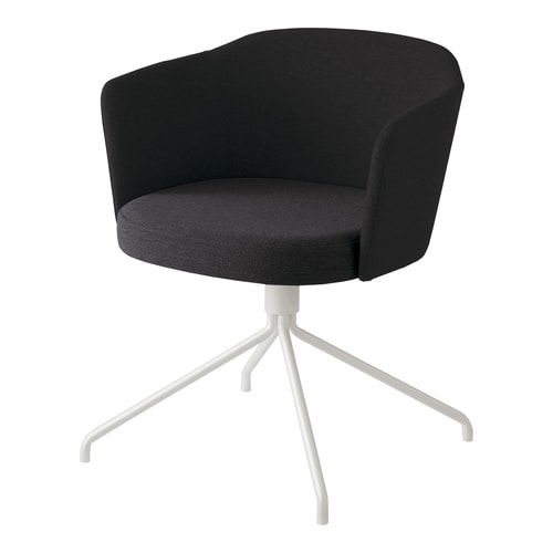 コーデ チェア 肘無 座回転白脚 黒