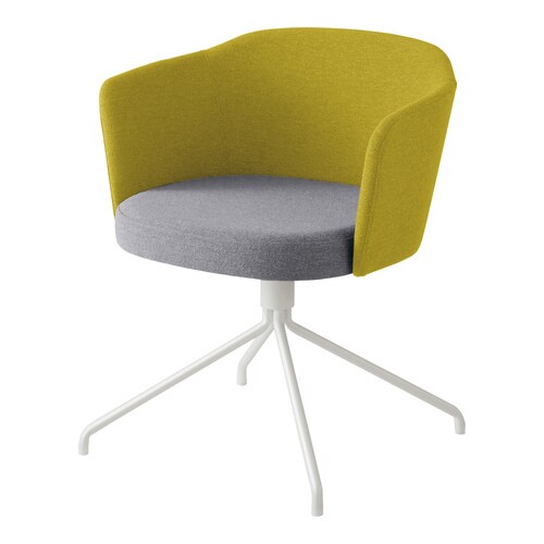 コーデ チェア 肘無 座回転白脚 明灰黄