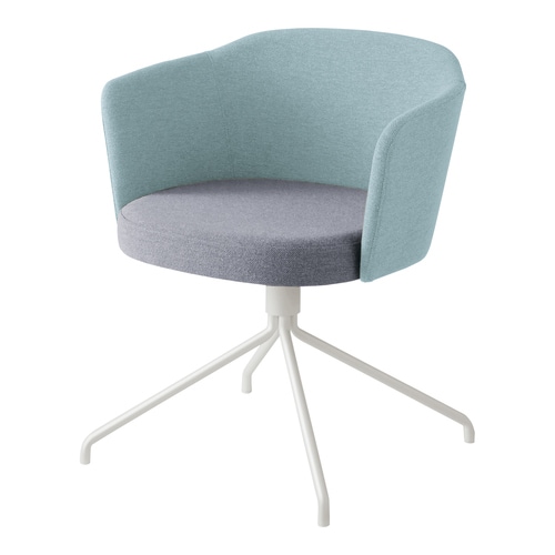 コーデ チェア 肘無 座回転白脚 明灰水色