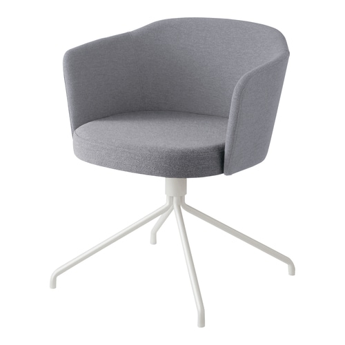 コーデ チェア 肘無 座回転白脚 明灰