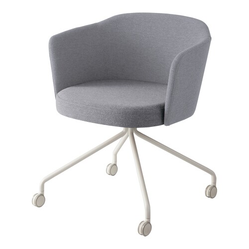 コーデ チェア 肘無 白キャスター脚 明灰