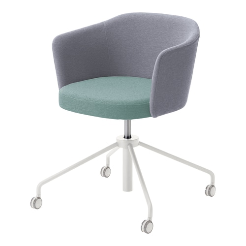 コーデ チェア 肘無 白昇降脚 水色明灰