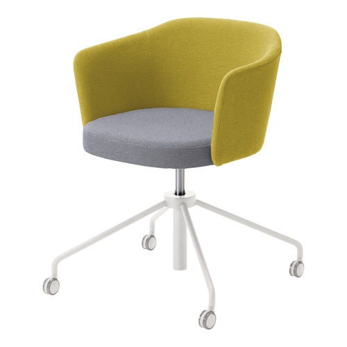 コーデ チェア 肘無 白昇降脚 明灰黄