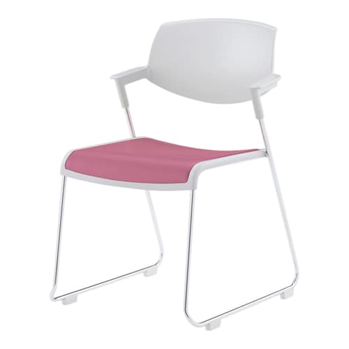 会議用イス サティオ 人工皮桃 本体白