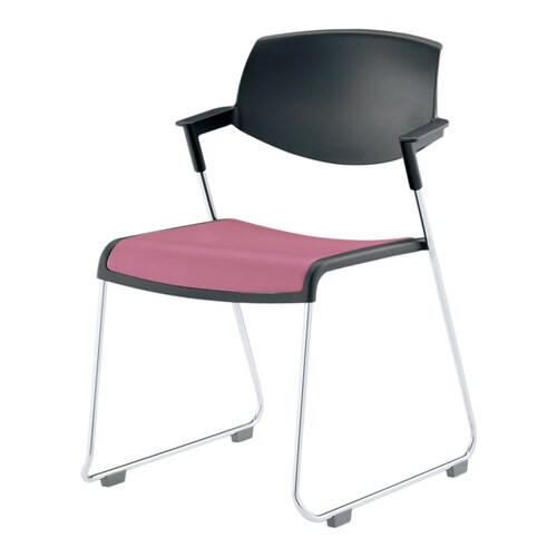 会議用イス サティオ 人工皮桃 本体黒