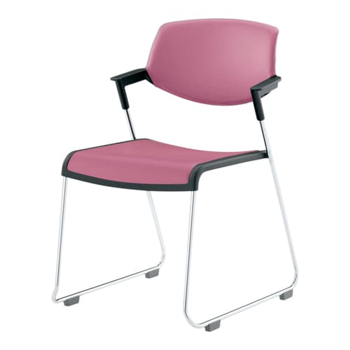 会議用イス サティオ 背カバー有 人工皮桃 本体黒