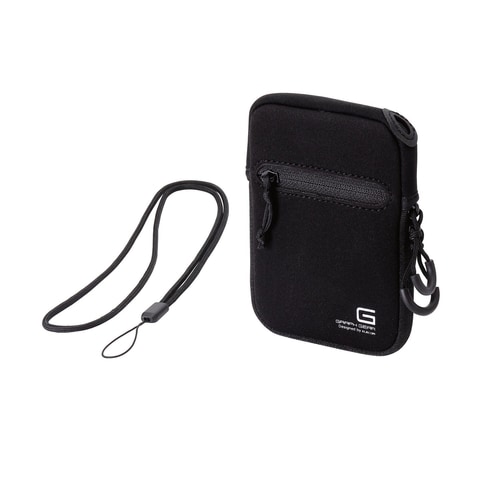 デジカメケース ネックストラップ付 Sサイズ BK