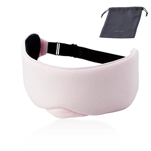 ホットアイマスク サイズ調節 ポーチ付 ピンク