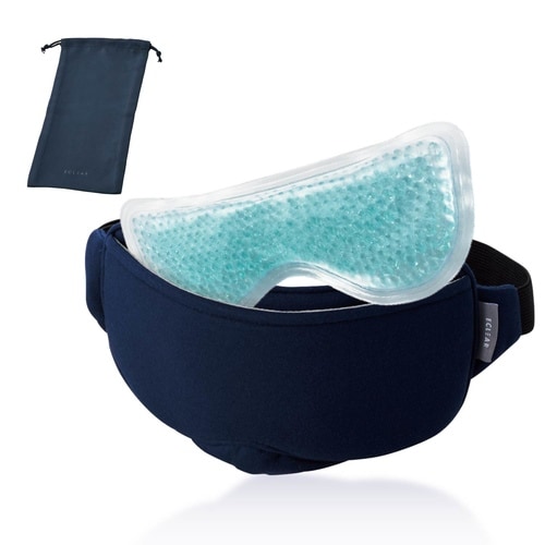 アイマスク 温/冷 サイズ調節 ポーチ付 ネイビー