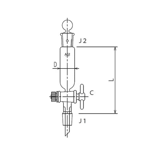 円筒形摺付分液ロートPTFEコック15