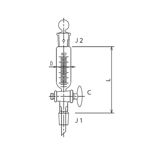 セミ・ミクロ円筒形摺付滴下ロート15mL