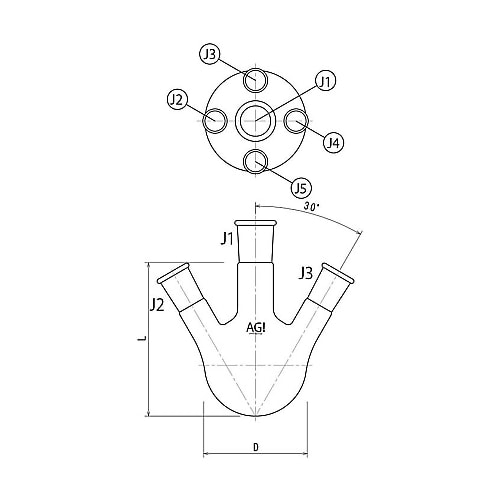 3114−100−4L2L五ツ口フラスコ