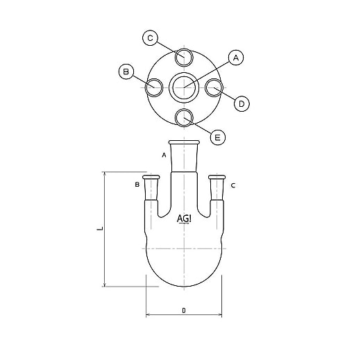 3122−100−4L2L五ツ口フラスコ