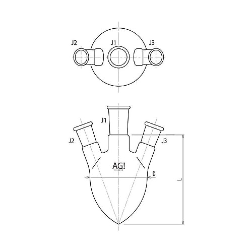 3234−0504L2L三ツ口梨フラスコ