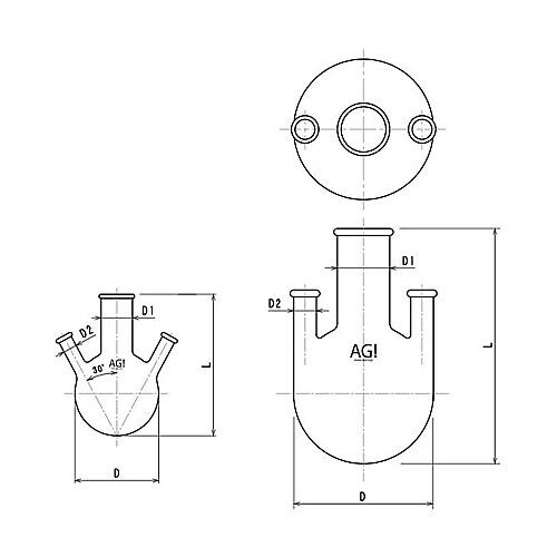 3316−1000リム三ツ口丸底フラスコ
