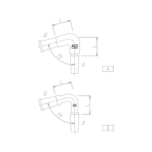 2510−2L 連結管曲管(75°)