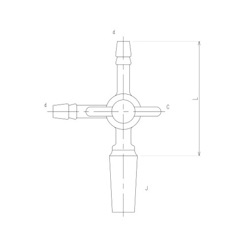 2456−2L摺付三方PTFEコックII型