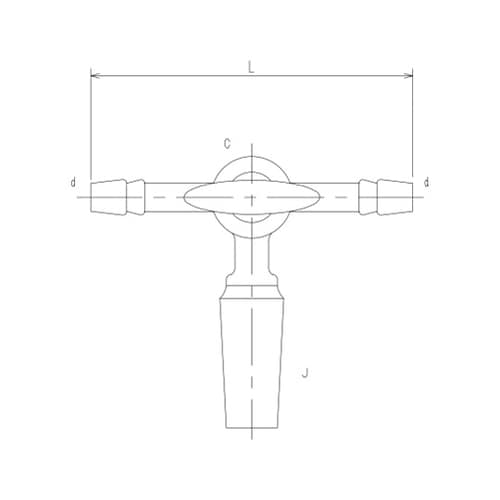 2458−5L 摺付三方ガラスコックIII型