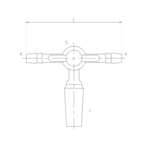 2460−2L摺付三方PTFEコックIII型