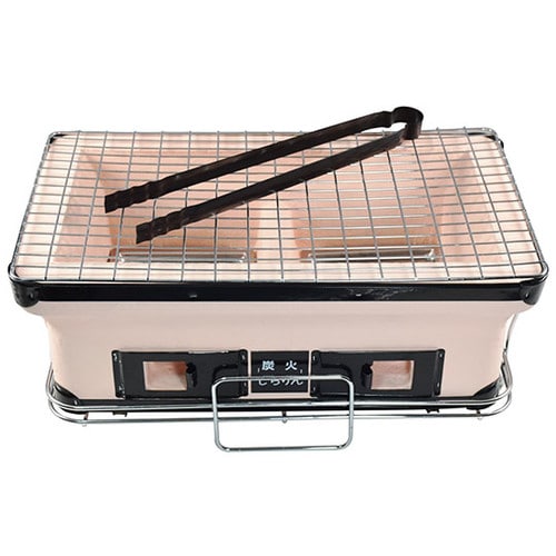 珪藻土七輪 アミ付き 角型 ワイド