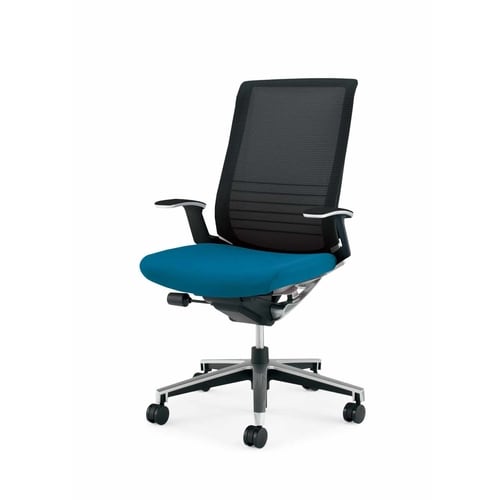 インスパイン ハイバック本体黒T型肘 青 硬床用