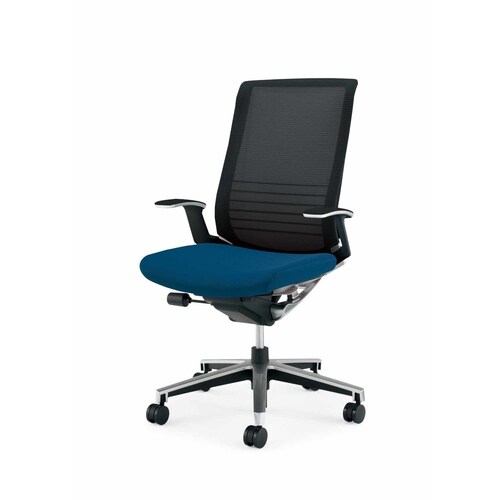 インスパイン ハイバック本体黒T型肘 紺 硬床用