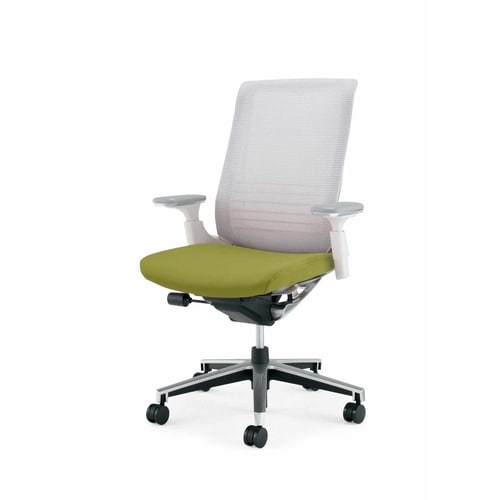 インスパイン ハイバック本体白可動肘 黄緑 硬床用