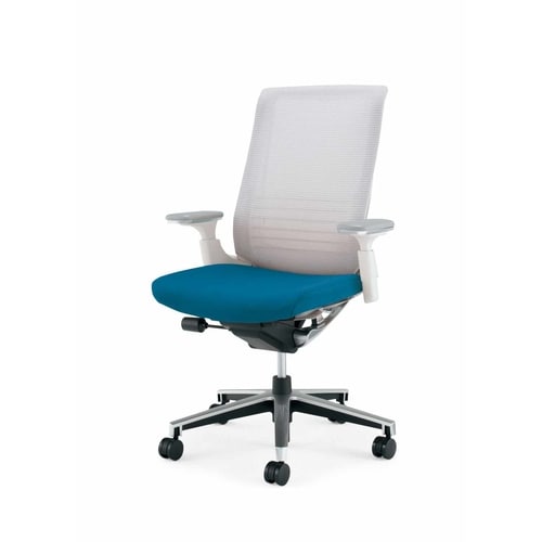 インスパイン ハイバック本体白可動肘 青 軟床用