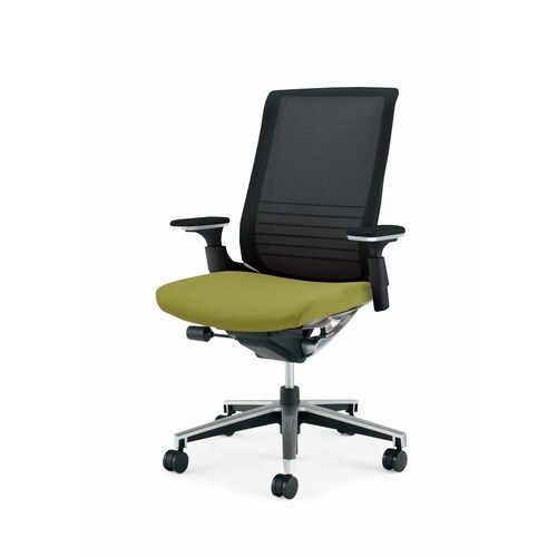 インスパイン ハイバック本体黒可動肘 黄緑 硬床用