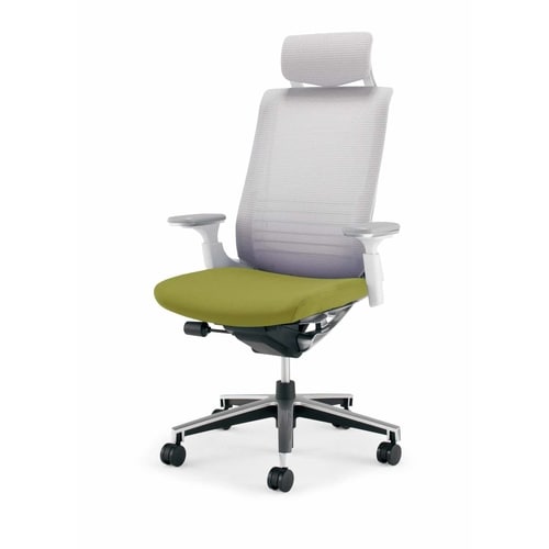 インスパイン ヘッド付 本体白可動肘 黄緑 軟床用