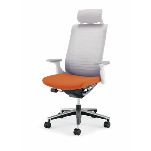 インスパイン ヘッド付 本体白可動肘 橙 軟床用