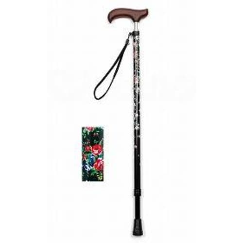 スリムネック伸縮スリム(柄) ブラックフローラル