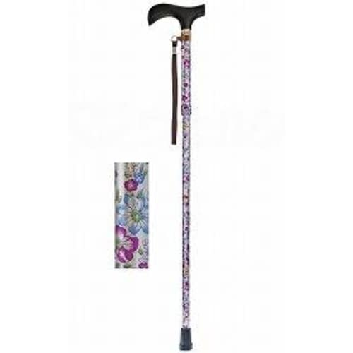 夢ライフステッキ柄杖折りたたみ伸縮型 花シルバー