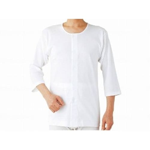 紳士用ワンタッチ7分袖シャツ2枚組/ホワイト/LL