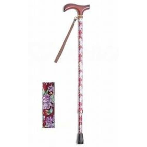 夢ライフステッキ柄杖伸縮型スリム 花ワイン×2