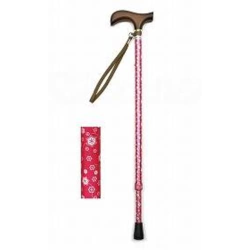 夢ライフステッキ柄杖伸縮型スリム 小花ピンク×2