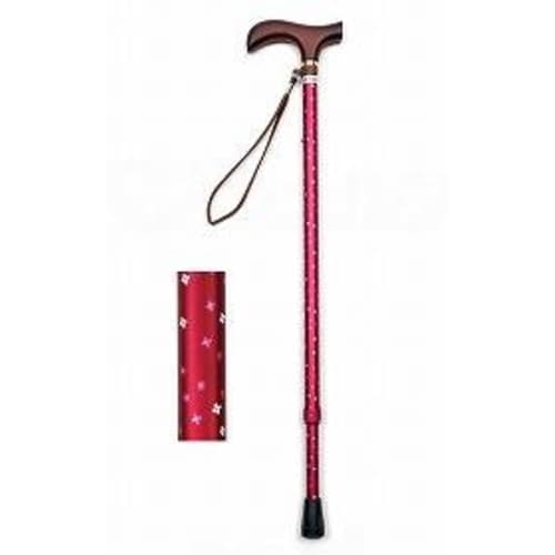 夢ライフステッキ柄杖伸縮型スリム 小花ワイン×2