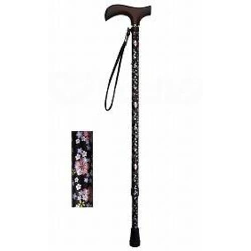 夢ライフステッキ柄杖伸縮型スリム 桜ブラック×2