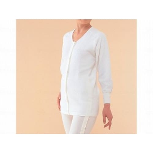 前開きワンタッチ肌着長袖/婦人/オフホワイト/LL